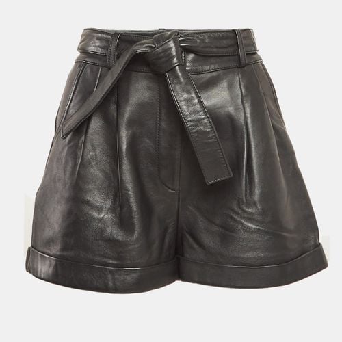 Maje Black Leather Belted Shorts L - Maje - Modalova