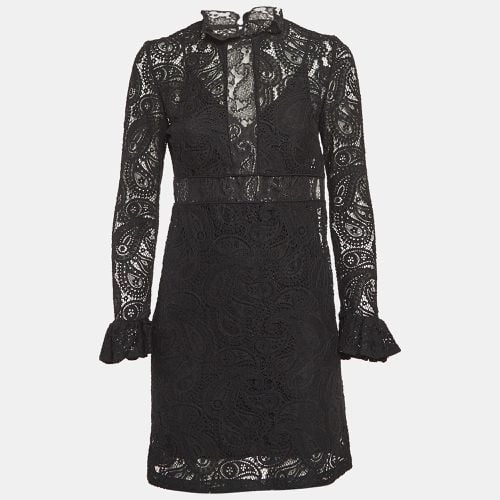 Maje Black Paisley Pattern Lace Mini Dress S - Maje - Modalova