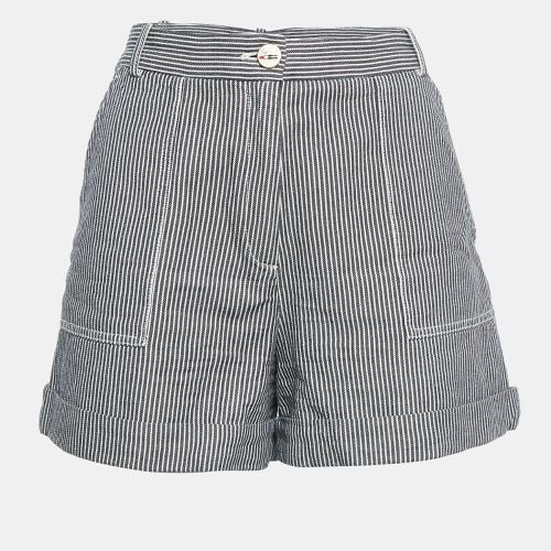 Maje Black/White Stripe Cotton Regular Shorts L - Maje - Modalova