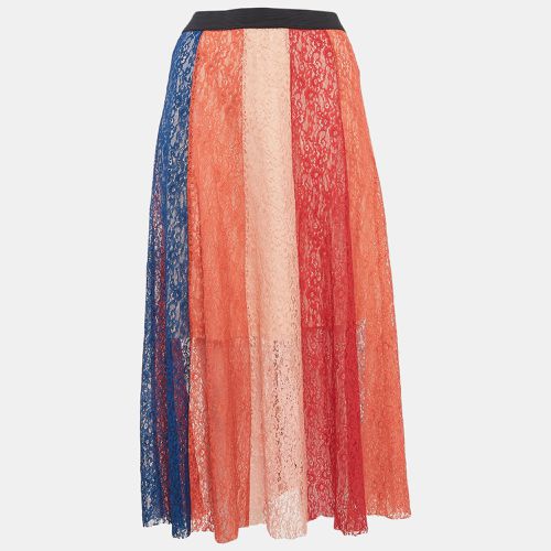 Maje Multicolor Lace Paneled Midi Skirt M - Maje - Modalova