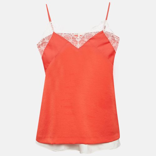 Maje Orange/White Crepe and Satin Lace Trim Camisole Top Set of 2 M/L - Maje - Modalova