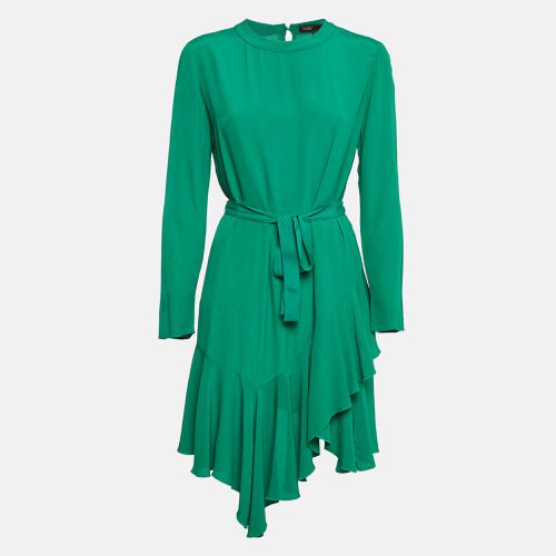 Maje Green Crepe Asymmetric Flared Short Dress S - Maje - Modalova