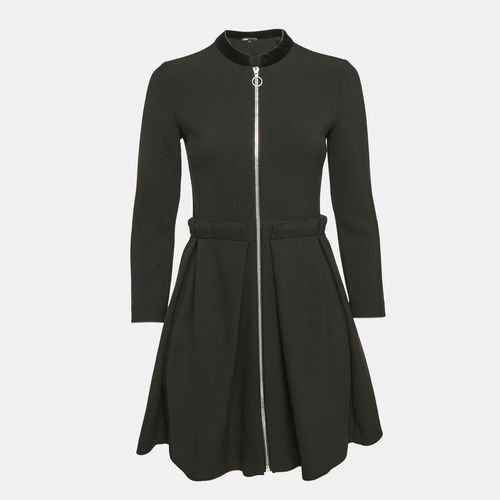 Maje Black Gabardine Pleated Zip-Up Mini Dress S - Maje - Modalova