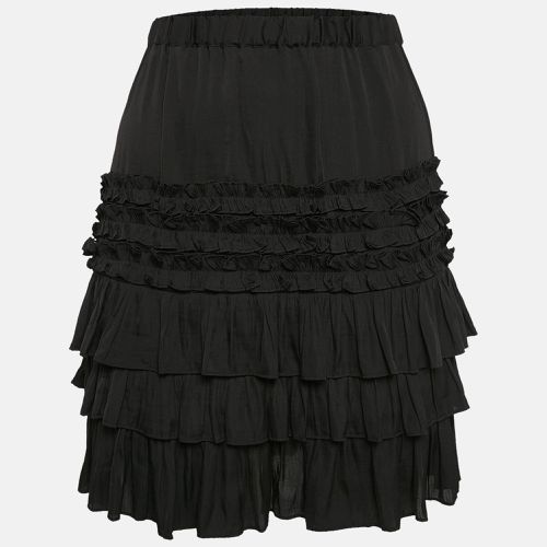 Maje Black Crepe Ruffled Mini Skirt L - Maje - Modalova