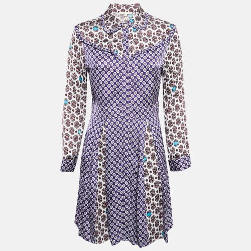 Maje Purple/Multicolor Printed Crepe Button Front Mini Dress M - Maje - Modalova