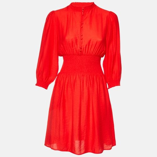 Maje Red Crepe Smocked Waist Ritha Mini Dress M - Maje - Modalova