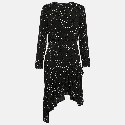 Maje Black Star Print Crepe Asymmetric Midi Dress S - Maje - Modalova