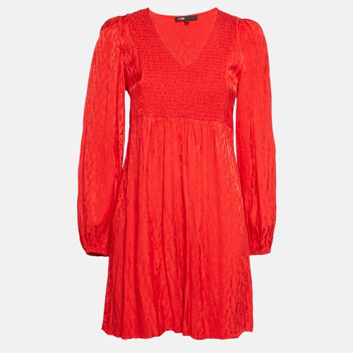 Maje Red Jacquard Smocked Mini Dress M - Maje - Modalova