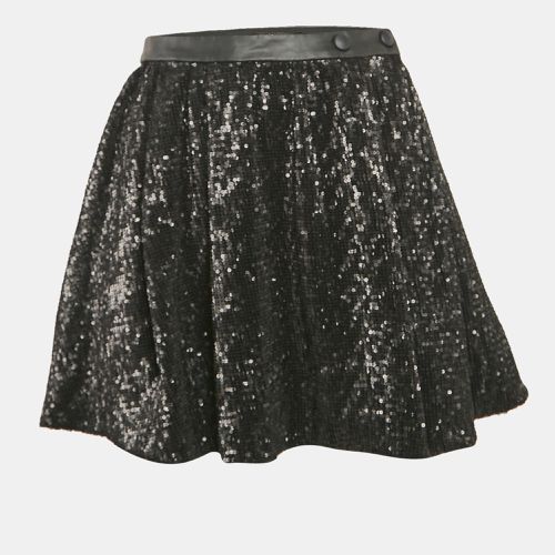 Maje Black Sequin Detail Tulle Pleated Mini Skirt L - Maje - Modalova