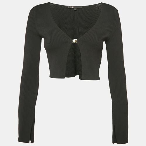 Maje Black Rib Knit Crop Cardigan XS - Maje - Modalova