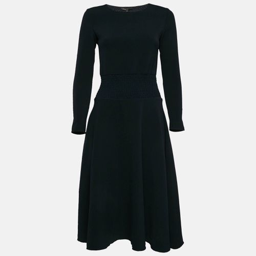 Maje Navy Blue Stretch Knit Shirring Waist Short Dress S - Maje - Modalova