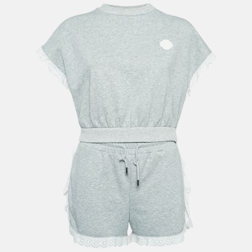 Maje Grey Cotton Knit Lace Trimmed Top and Shorts Set M - Maje - Modalova