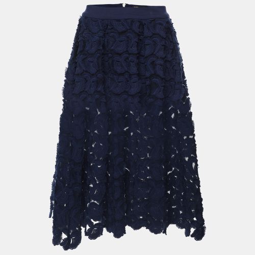 Maje Blue Fabric Floral Lace Midi Skirt S - Maje - Modalova