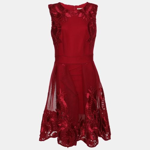 Maje Red Mesh Embroidered Mini Dress L - Maje - Modalova