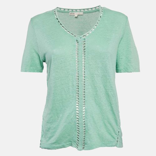 Maje Green Linen Knit Crochet Detail Top L - Maje - Modalova