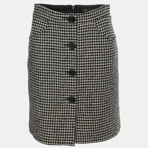 Maje White/Black Wool Blend Button Detail Mini Skirt M - Maje - Modalova