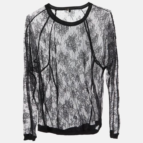 Maje Black Floral Lace Full Sleeve Top M - Maje - Modalova