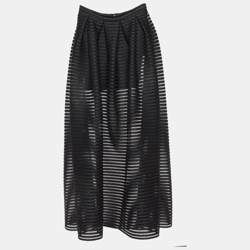 Maje Black Striped Mesh Jongle Maxi Skirt M/Waist 29" - Maje - Modalova