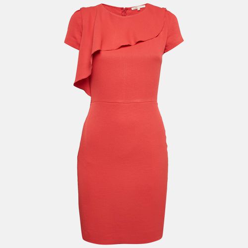 Maje Red Crepe Ruffled Neck Mini Dress S - Maje - Modalova