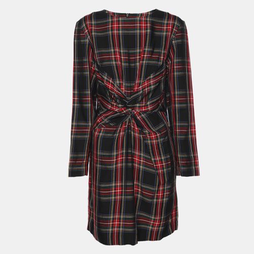 Maje Multicolor Check Fabric Draped Plaid Dress M - Maje - Modalova