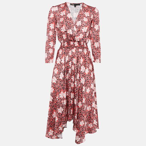 Maje Red Floral Print Satin Midi Dress XS - Maje - Modalova