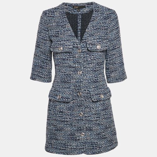 Maje Blue Lurex Tweed Button Front Mini Dress M - Maje - Modalova