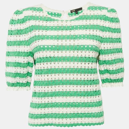 Maje Green/White Cotton Crochet Knit Top M - Maje - Modalova