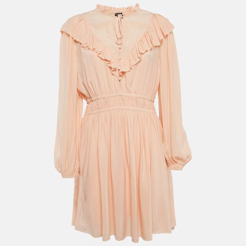 Maje Orange Crepe Ruffled Mini Dress L - Maje - Modalova