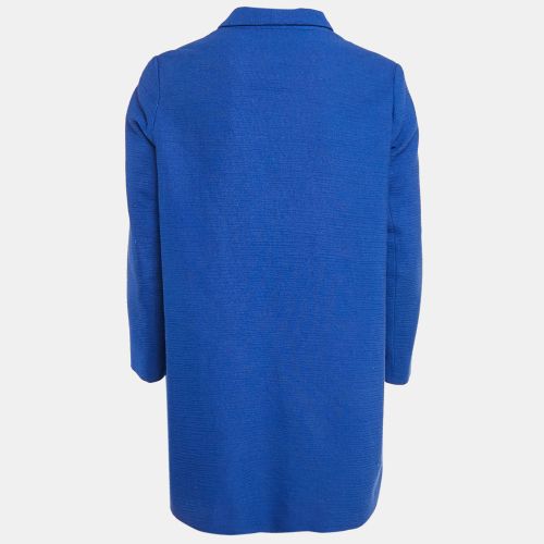 Navy Textured Cotton Blend Overcoat S - Maje - Modalova