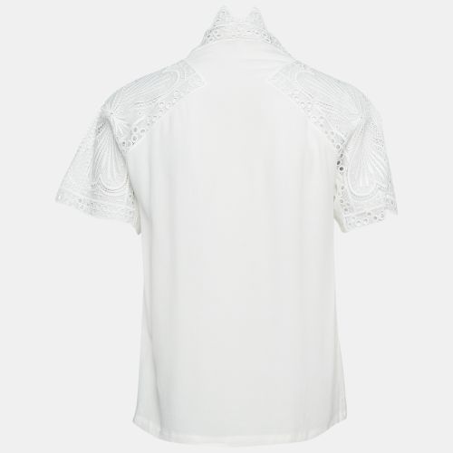 Maje White Lace Trim Chiffon Top S - Maje - Modalova