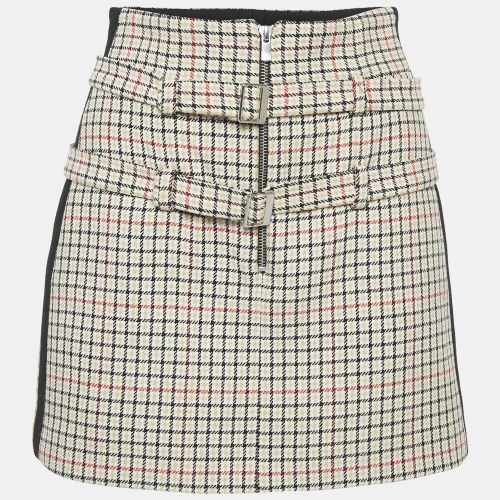 Maje Brown Checks Cotton Blend Mini Skirt S - Maje - Modalova