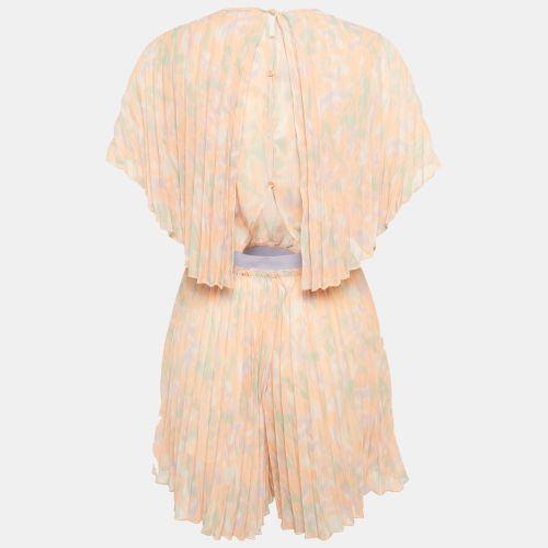 Peach Abstract Print Chiffon Plissé Playsuit L - Maje - Modalova