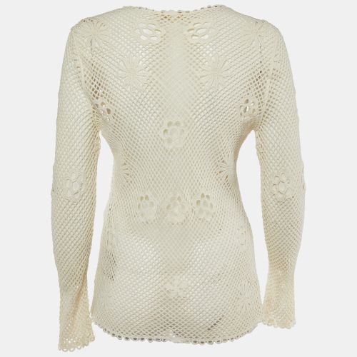 Off Embroidered Mesh Loriquet Long Sleeve Top M - Maje - Modalova