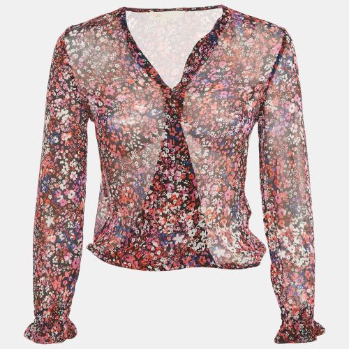 Maje Black Abstract Print Silk Top S - Maje - Modalova