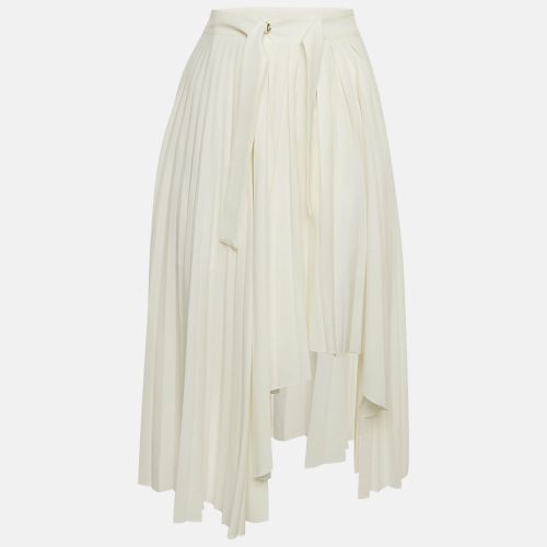 Maje White Crepe Pleated Asymmetric Midi Skirt S - Maje - Modalova