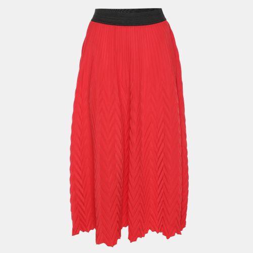 Maje Red Pleated Accents Crepe Midi Skirt S - Maje - Modalova