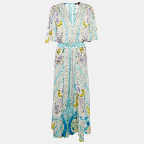 Maje White Mosaic Print Satin Handkerchief Hem Maxi Dress XL - Maje - Modalova