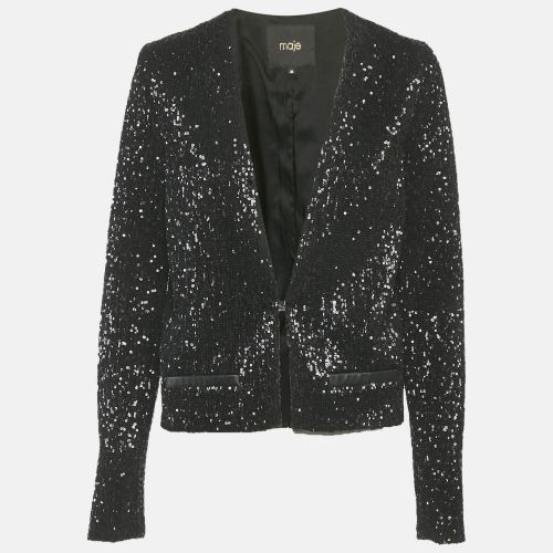 Maje Black Sequin Cropped Jacket S - Maje - Modalova
