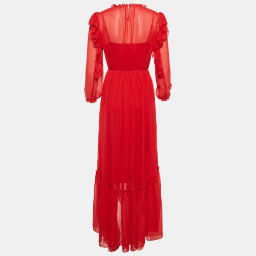 Chiffon Ruffle Maxi Dress S - Maje - Modalova