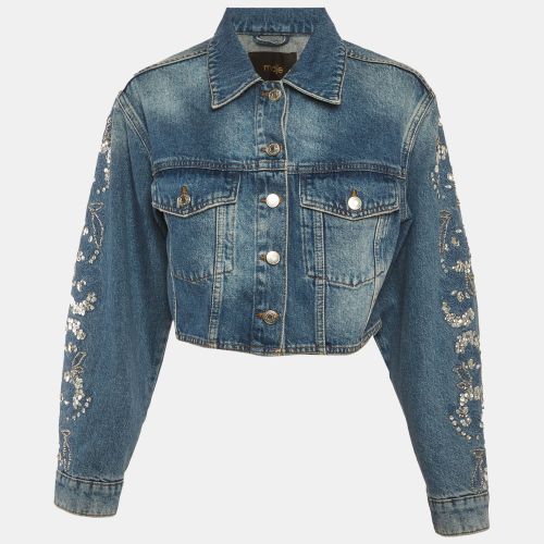 Denim Embellished Cropped Jacket S - Maje - Modalova