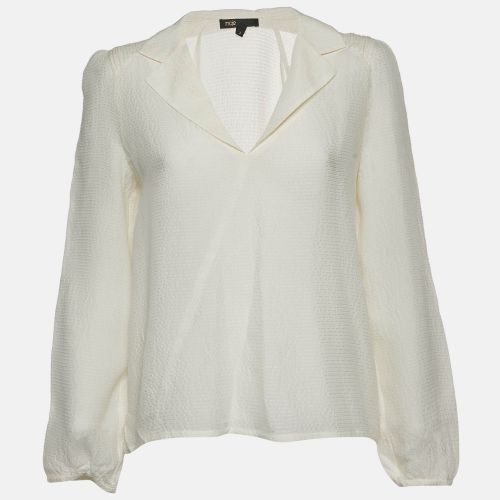 Textured Silk Oversized V-Neck Blouse M - Maje - Modalova