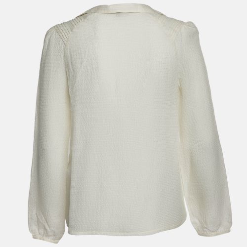 Textured Silk Oversized V-Neck Blouse M - Maje - Modalova