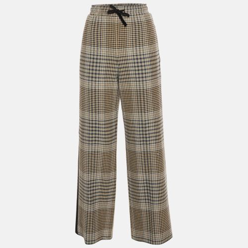 Plaid Pattern Wool Blend Wide Leg Pants L - Maje - Modalova
