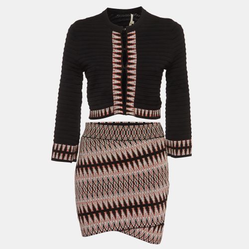 Black Patterned Knit Top and Skirt S/M - Maje - Modalova