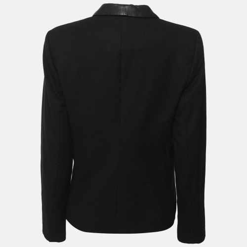 Wool Blend and Lambskin Leather Single Breasted Blazer M - Maje - Modalova