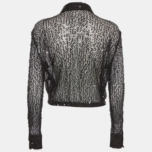 Mesh Sequin Embellished Sheer Top L - Maje - Modalova