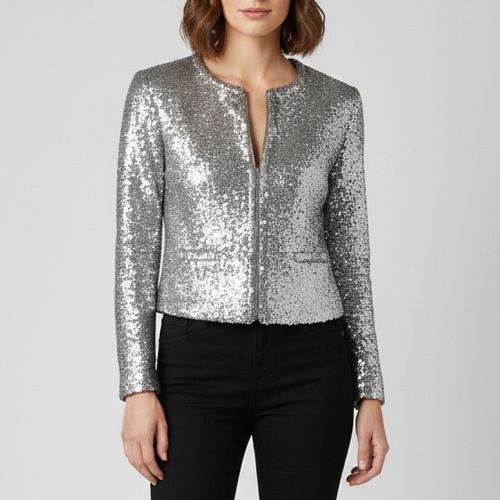 Mesh Sequin Long Sleeve Blazer S - Maje - Modalova
