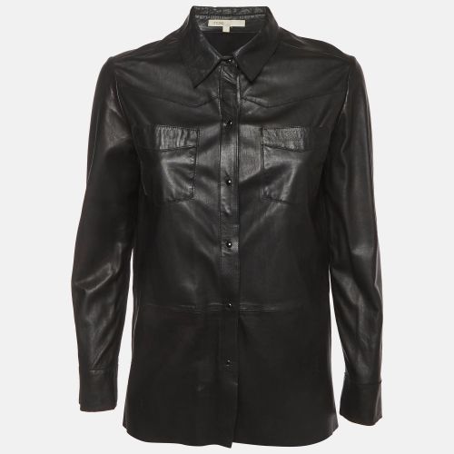 Leather Button Down Fedda Shirt Jacket L - Maje - Modalova