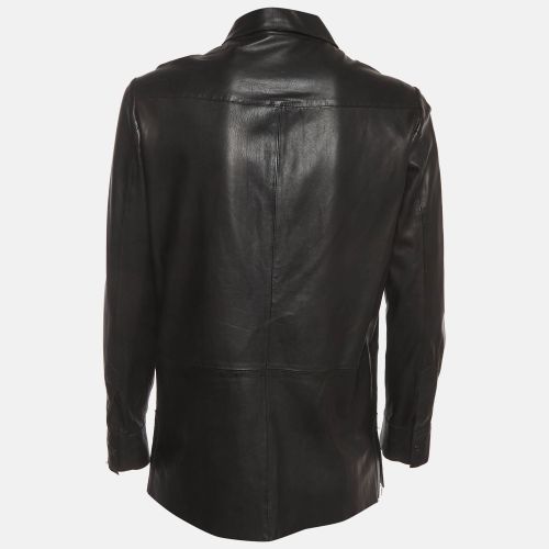 Leather Button Down Fedda Shirt Jacket L - Maje - Modalova