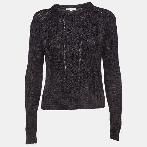 Maje Black Cable Knit Crew Neck Sweatshirt S - Maje - Modalova